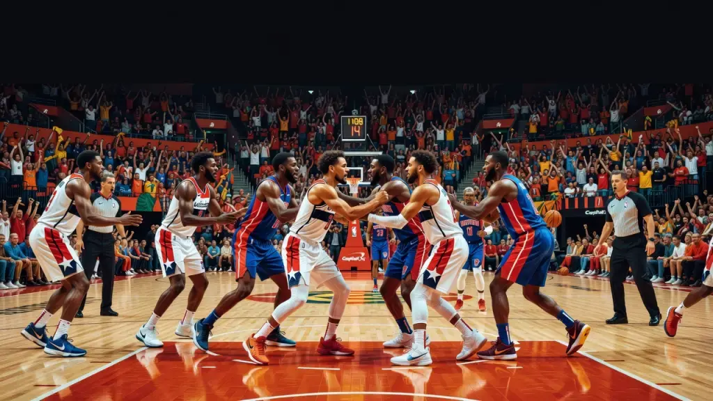 Confusão em quadra marca vitória dos Wizards sobre os Pistons